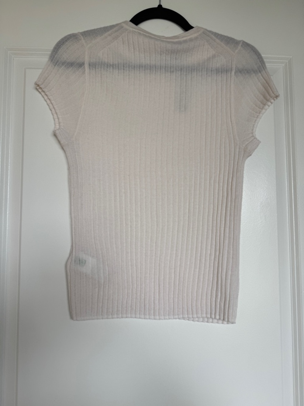 NWT J. CREW New Ribbed Featherweight 100% Cashmere T-shirt Snow White M *NOTE* - Picture 3 of 12